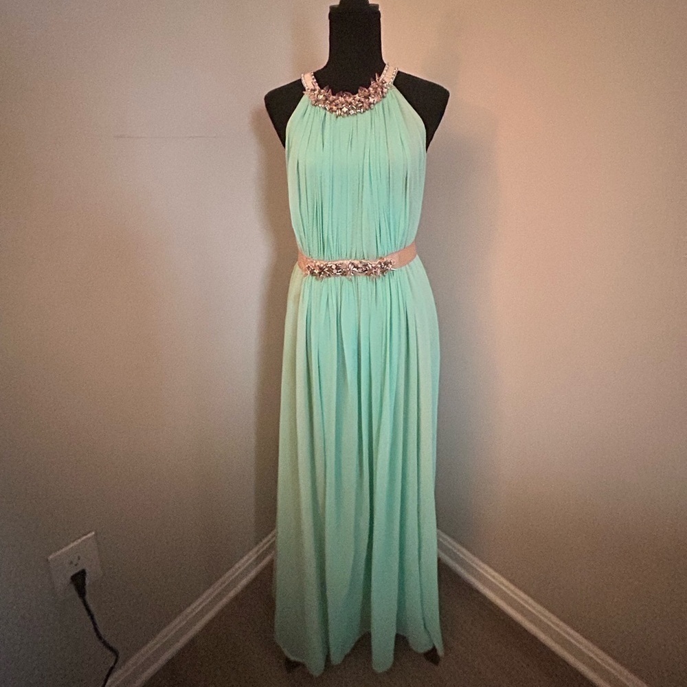 NWT BOSTON PROPER Women Beaded Goddess Mint Maxi Dress, Size 8